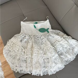 ANTICA SARTORIA by GIACOMO CINQUE Elegant White Lace A-Line Skirt -  NWT